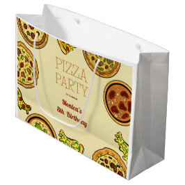 Bolsa De Regalo Grande cumpleaños de fiesta de pizza personalizado