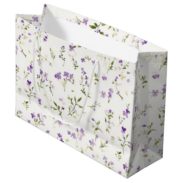 Bolsa De Regalo Grande Cumpleaños de Flores Lilas Bonitas (Angulo Anverso)