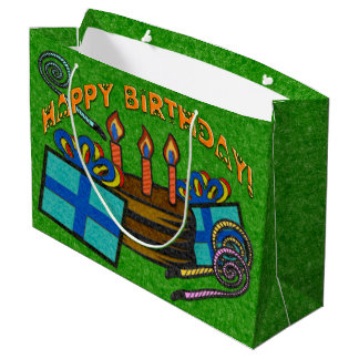Bolsa De Regalo Grande Cumpleaños de Green Felt Board