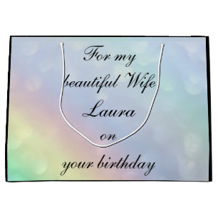 Bolsa De Regalo Grande Cumpleaños de la esposa personalizada