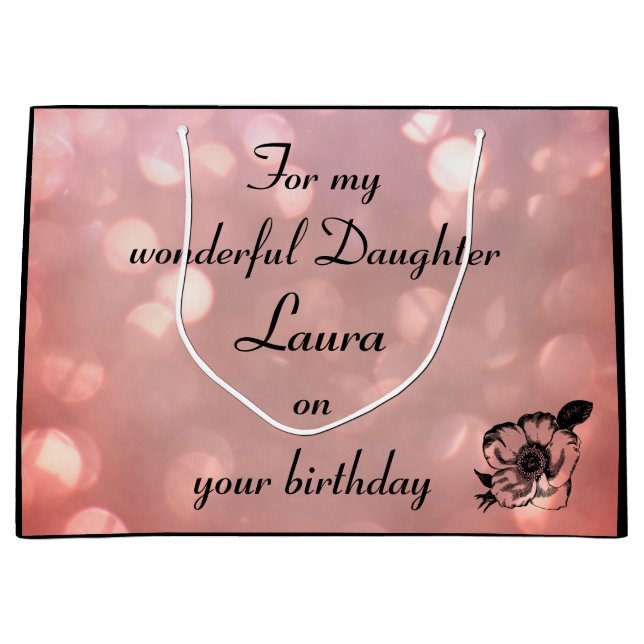 Bolsa De Regalo Grande Cumpleaños de la hija personalizada (Anverso)