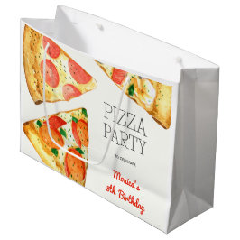 Bolsa De Regalo Grande Cumpleaños de la pizza acuarela