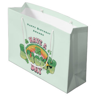 Bolsa De Regalo Grande Cumpleaños de la tipografía retro en un día de sue