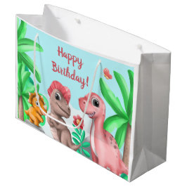 Bolsa De Regalo Grande Cumpleaños de los Dinosaurios chicas