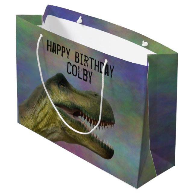 Bolsa De Regalo Grande Cumpleaños de los dinosaurios - Jurassic Tyrannosa (Angulo reverso)