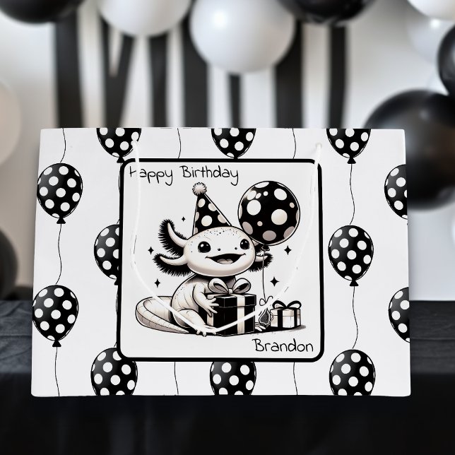 Bolsa De Regalo Grande Cumpleaños de los globos blancos y negros (Subido por el creador)
