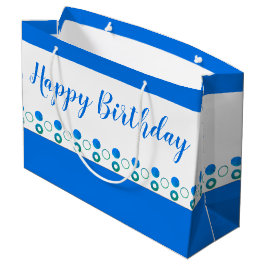 Bolsa De Regalo Grande Cumpleaños de lunares azules de diseñador