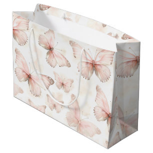 Bolsa De Regalo Grande Cumpleaños de Mariposas Rosadas Lindas