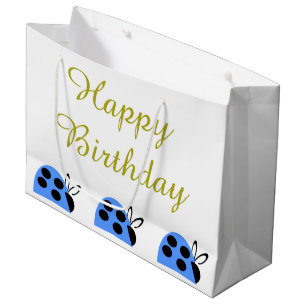 Bolsa De Regalo Grande Cumpleaños de Mariquita Azul Adorable