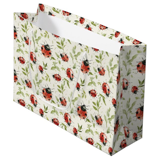 Bolsa De Regalo Grande Cumpleaños de Mariquitas Rojas (Angulo Anverso)