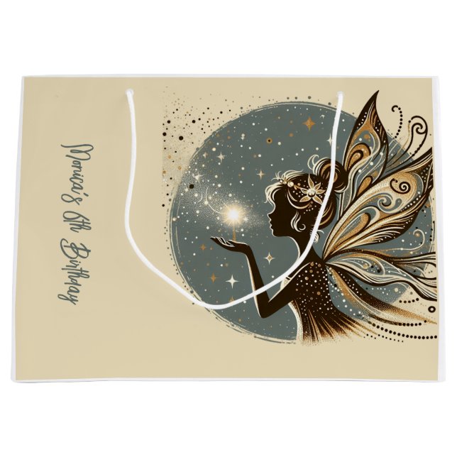 Bolsa De Regalo Grande cumpleaños de niños de la silueta de Magic Fairy (Anverso)