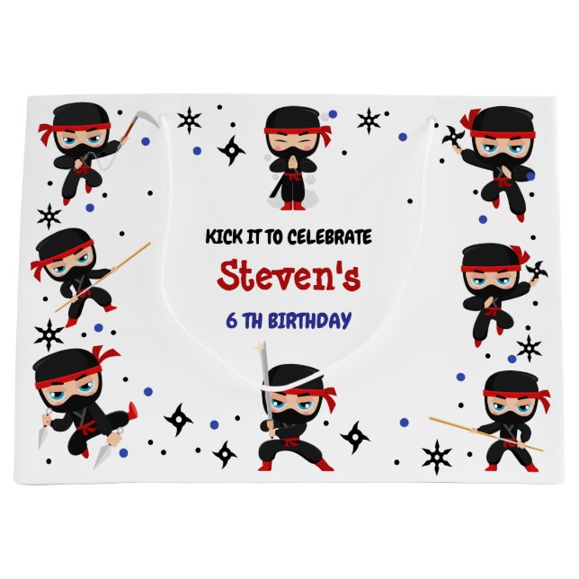 Bolsa De Regalo Grande cumpleaños de niños estilo Ninja (Anverso)
