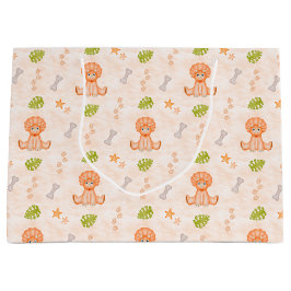Bolsa De Regalo Grande Cumpleaños de niños lindos dinosaurio naranja