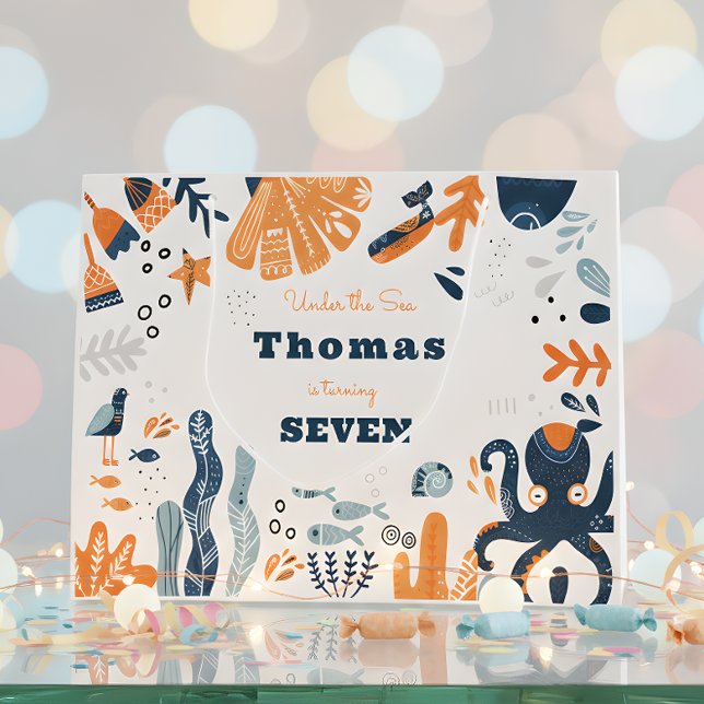 Bolsa De Regalo Grande cumpleaños de niños nórdicos bajo el mar (Subido por el creador)