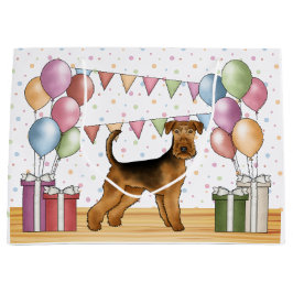Bolsa De Regalo Grande Cumpleaños de perro Airedale Terrier con colores p