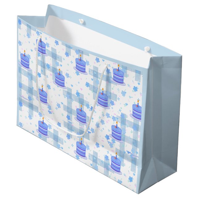 Bolsa De Regalo Grande Cumpleaños de tema azul (Angulo Anverso)