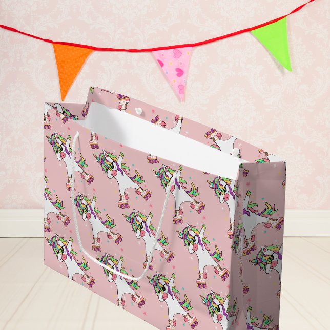 Bolsa De Regalo Grande Cumpleaños de Unicorn Dabbing Roller (Subido por el creador)