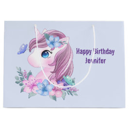 Bolsa De Regalo Grande Cumpleaños de Unicornio bebé lindo y mágico con oj