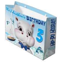 Cumpleaños del niño Hippo Blue