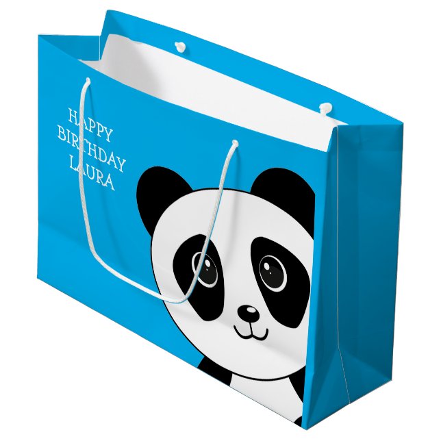 Bolsa De Regalo Grande Cumpleaños del oso Panda Azul (Angulo Anverso)