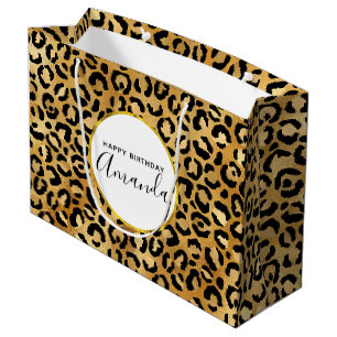 Bolsa De Regalo Grande Cumpleaños del patrón de impresión de leopardo sal