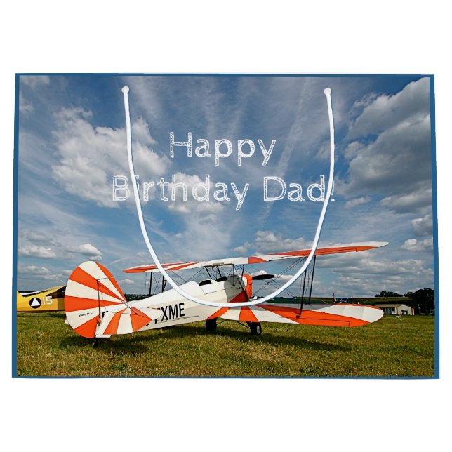 Bolsa De Regalo Grande Cumpleaños del Personalizado del avión antiguo (Anverso)