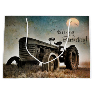 Bolsa De Regalo Grande Cumpleaños del Tractor Viejo