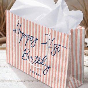 Bolsa De Regalo Grande Cumpleaños feliz Cualquier Edad Nombre personaliza