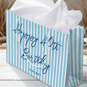Bolsa De Regalo Grande Cumpleaños feliz Cualquier nombre de edad Stripe L