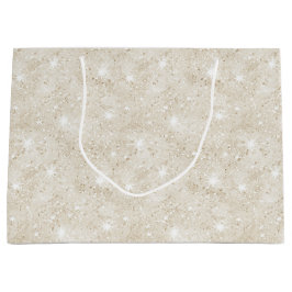 Bolsa De Regalo Grande Cumpleaños Glitter Arena Champán Crema