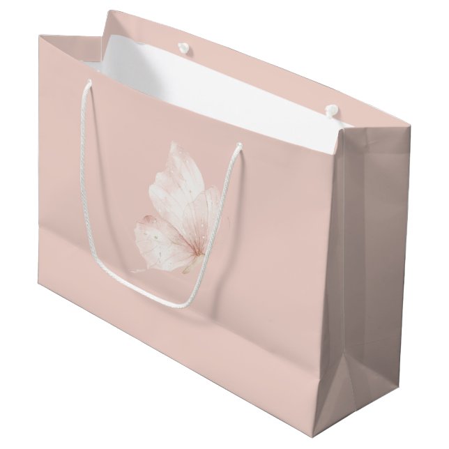 Bolsa De Regalo Grande Cumpleaños Mariposas Rosa Rubor (Angulo Anverso)