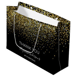 Bolsa De Regalo Grande Cumpleaños Negro Oro Brillante Glamuroso Gracias