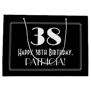 Bolsa De Regalo Grande Cumpleaños número 38: Estilo inspirado en Art Deco