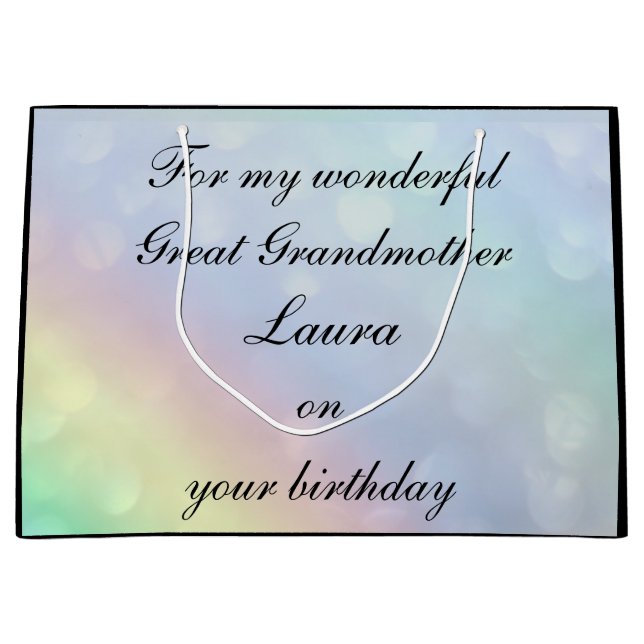 Bolsa De Regalo Grande Cumpleaños personalizada de la abuela (Anverso)