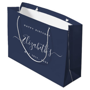 Bolsa De Regalo Grande Cumpleaños personalizado Azul oscuro