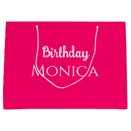 Bolsa De Regalo Grande cumpleaños personalizado nombre rosa caliente eleg