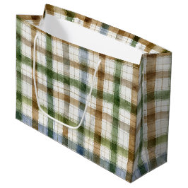 Bolsa De Regalo Grande Cumpleaños Rayas Verde Marrón Azul