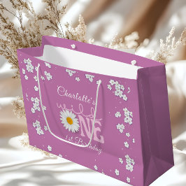 Bolsa De Regalo Grande Cumpleaños Salvaje Uno de Daisy Morada 1er