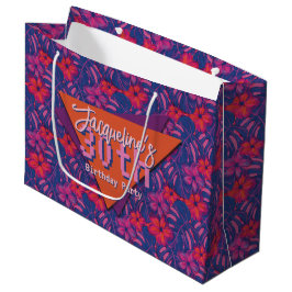 Bolsa De Regalo Grande Cumpleaños Tropical Morado Floral