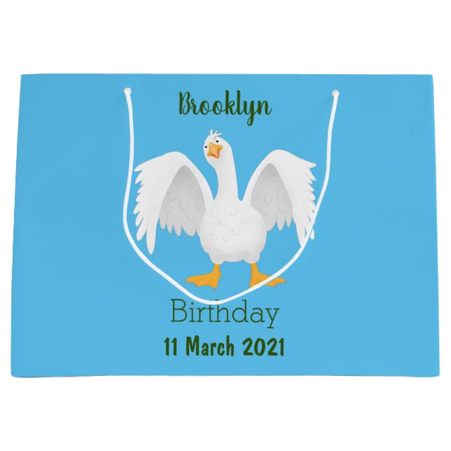 Bolsa De Regalo Grande Curioso ilustracion de personalizado ganso domésti (Anverso)