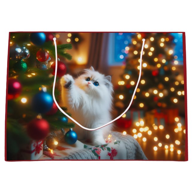 Bolsa De Regalo Grande Curious Kitty Holiday Gift Bag (Anverso)