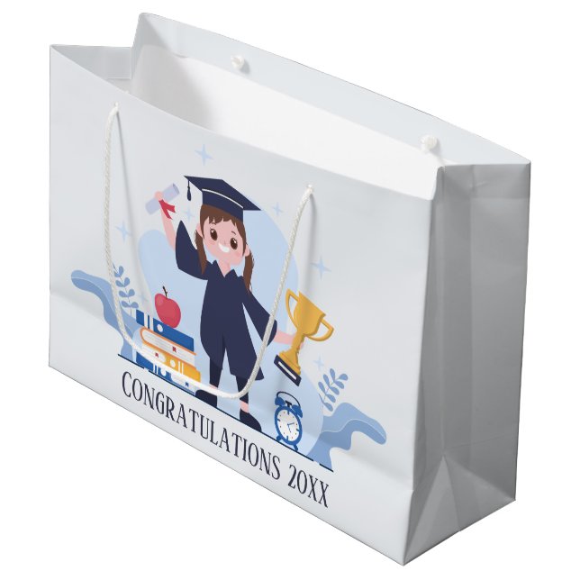 Bolsa De Regalo Grande curso de graduación de secundaria lindo (Angulo Anverso)