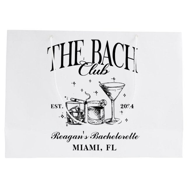 Bolsa De Regalo Grande Custom Bach Club Despedida de soltera Cocktail Ret (Reverso)