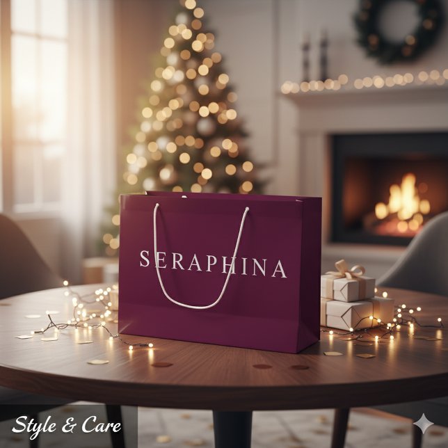 Bolsa De Regalo Grande Custom Designed Name Burgundy Celebration Bag (Custom Designed Name Burgundy Celebration Bag)