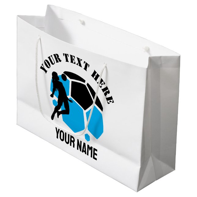 Bolsa De Regalo Grande Custom Football Girl Football Birthday Party (Angulo Anverso)