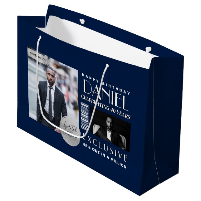 Bolsa De Regalo Grande Custom Magazine Cover Modern Birthday Fashion (Angulo Anverso)