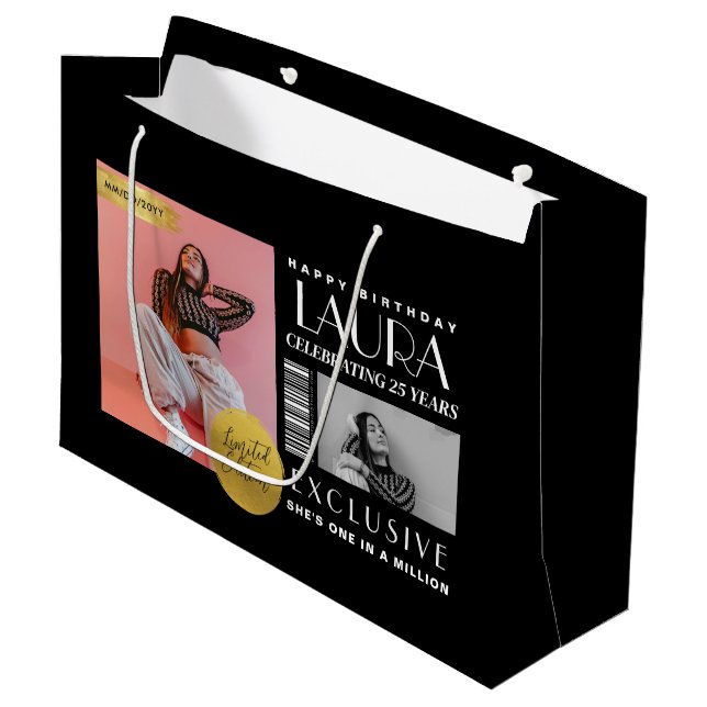 Bolsa De Regalo Grande Custom Magazine Cover Modern Birthday Fashion (Angulo Anverso)