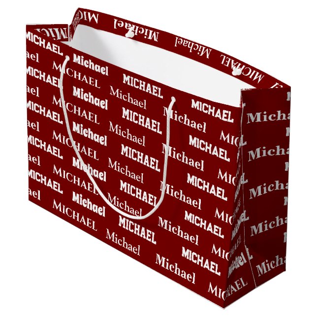 Bolsa De Regalo Grande Custom Name Red Personalized Boy Birthday (Angulo reverso)