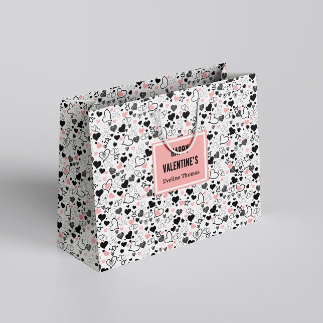 Bolsa De Regalo Grande Custom Name Wedding Heart Sketch Gift Wrapping Bag (Custom Name Wedding Heart Sketch Gift Wrapping Bag)