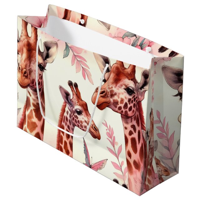 Bolsa De Regalo Grande Cute acuarela Giraffe (Angulo Anverso)